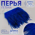 Тесьма с перьями петуха, 10-15 см, 5 ± 0,5 м, цвет синий - фото 10475600