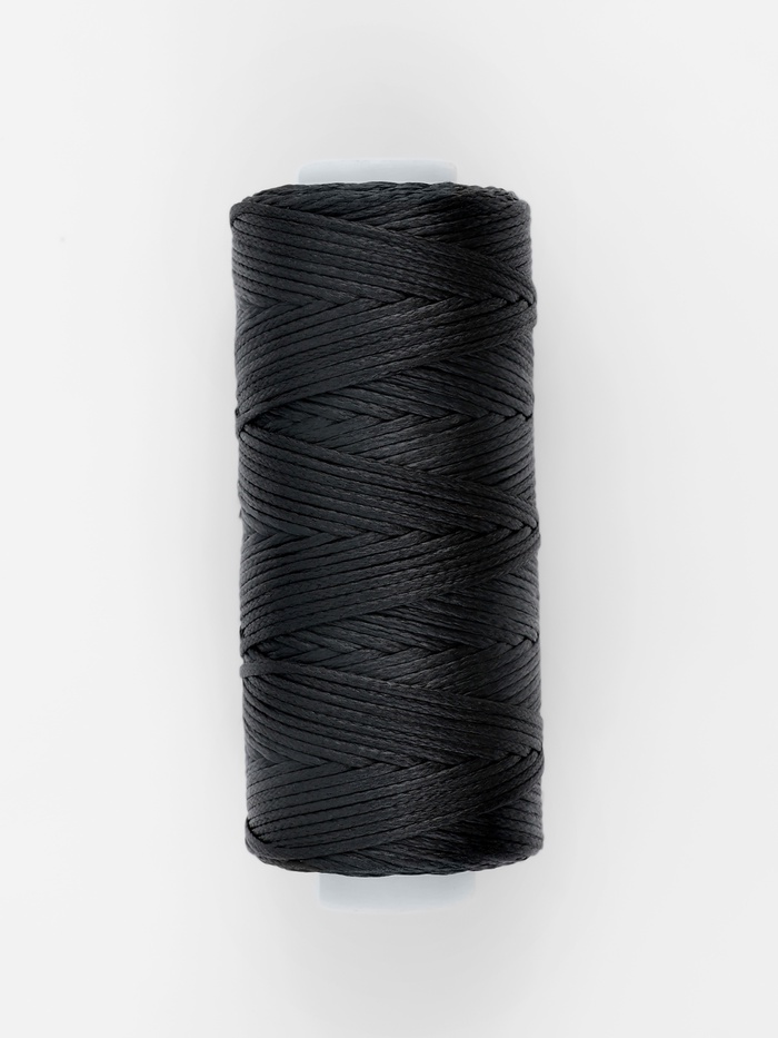 Нитки вощёные, плетёные, плоские, 150D/16, 0.8 мм, 50 ± 2 м, цвет чёрный - Фото 1