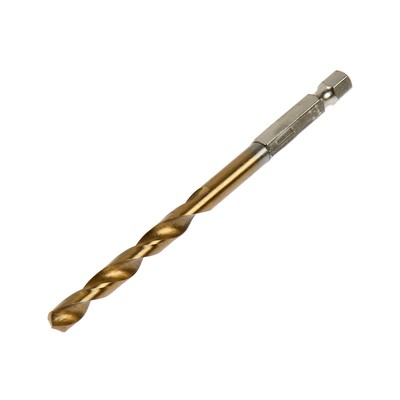 Сверло по металлу ТУНДРА, HSS-Tin, шестигранный хвостовик, 6×77 мм