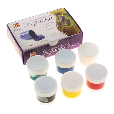 Краска акриловая, набор 6 цветов × 20 мл, «Луч», художественные