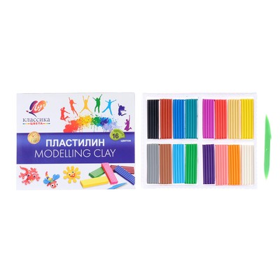 Пластилин «Луч. Классика цвета», 16 цветов, 320 г