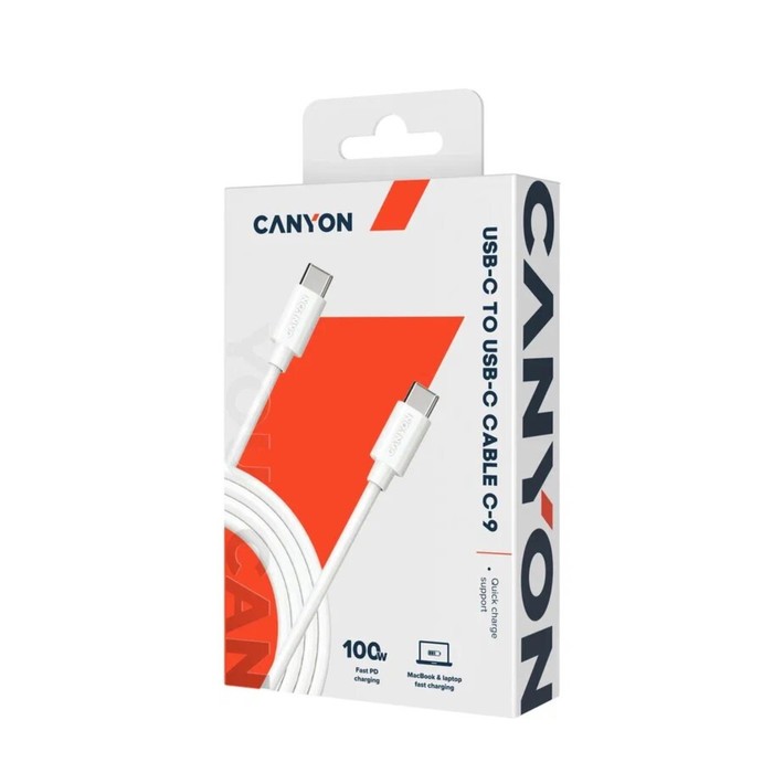 Кабель Canyon UC-9W, Type-C - Type-C, 100 Вт, 5А, передача аудио и видеосигнала, 1.2м, белый - фото 51463175 Кабель Canyon UC-9W, Type-C - Type-C, 100 Вт, 5А, передача аудио и видеосигнала, 1.2м, белый - фото 51463175