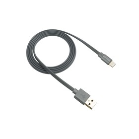 Кабель Canyon MFI-2, Lighting - USB, 2.4А, чип MFI, сертифицирован Apple, 1м, плоский, серый