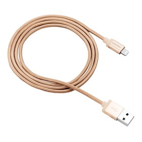 Кабель Canyon MFI-3, Lighting - USB, 2.4А, MFI, сертифицирован Apple, 1м, нейлон, золотистый