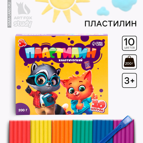 Пластилин классический ArtFox STUDY для лепки 10 цветов, 200 г, со стеком.