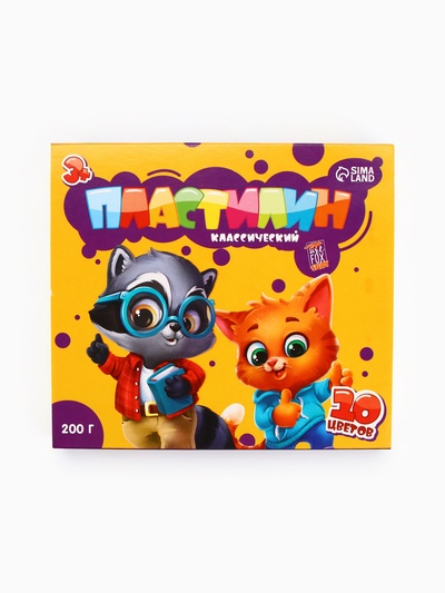 Пластилин 10 цветов, 200 г со стеком