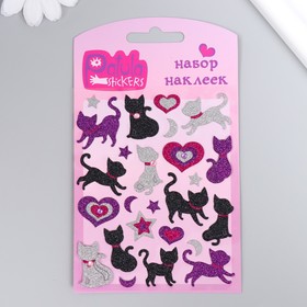 Блестящие наклейки "Кошки и сердечки", 9,5х15 см, GP12 9626597