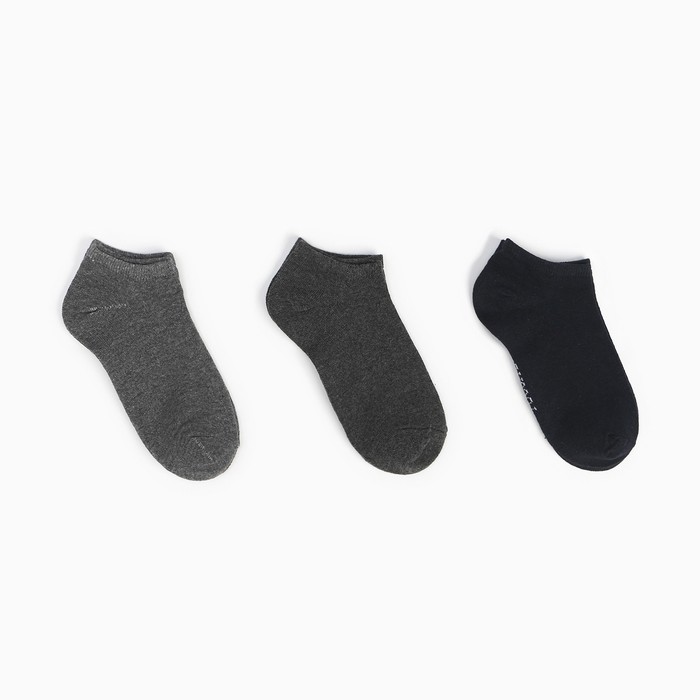 Набор носков детских (3 пары), цвет серый/чёрный/тёмно-серый, размер 24-26 - Фото 1