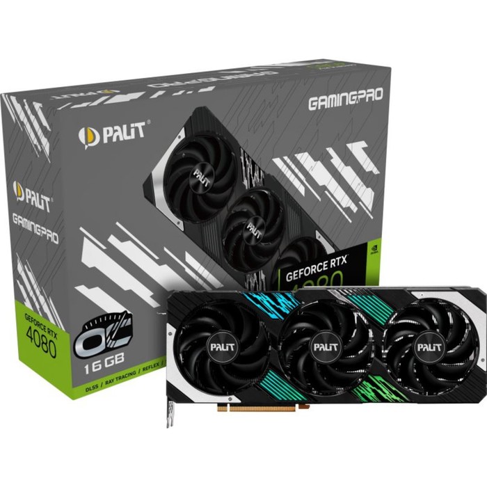 Видеокарта Palit PA-RTX4080 GAMINGPRO OC, GeForce RTX 4080 16 Гб, GDDR6X, HDMI, DP - фото 51310394