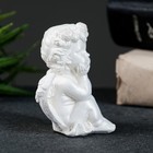 Фигурка гипс «Ангелочек положил личико на ручки», перламутр белый венок, 7×6×5 см - Фото 2