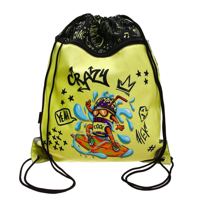 Мешок для обуви с карманом 500 х 410 мм, Erich Krause, плотность 300D, светоотражающая полоса, вентилируемый, Funny Guys - Фото 1