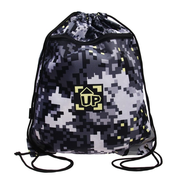 Мешок для обуви с карманом 500 х 410 мм, Erich Krause, плотность 300D, светоотражающая полоса, вентилируемый, Pixel Game - Фото 1