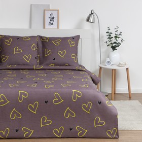 Постельное бельё Экономь и Я евро "Hearts" 200х215см,200х215см,70х70см-2 шт, полисатин, 80 г/м²