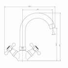 Смеситель для раковины Fashun A1319, двухвентильный, излив 135 мм, цинк, хром - Фото 2
