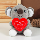 Мягкая игрушка «Коала» с сердцем, 22 см, цвет серый - фото 319456739