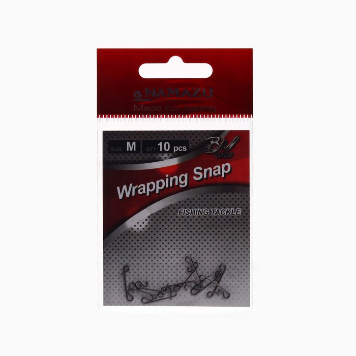Безузловая застежка Namazu WRAPPING SNAP, тест 8 кг, размер M, цвет BN, 10 шт. - Фото 1