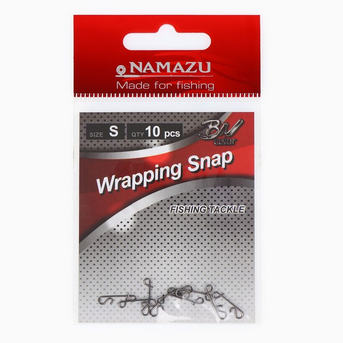 Безузловая застежка Namazu WRAPPING SNAP, тест 4 кг, размер S, цвет BN, 10 шт. - Фото 1