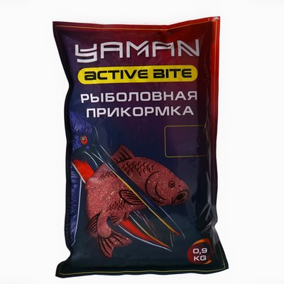 Прикормка Yaman Active Bite, плотва, тутти-фрутти, красный, 900 г