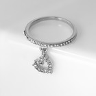 Кольцо "Брелок" сердечко, цвет белый в серебре, размер 18 - фото 785392