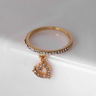 Кольцо «Брелок» сердечко, цвет белый в золоте, размер 16 - Фото 2
