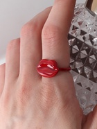 Кольцо безразмерное «Губы», красное 9340316