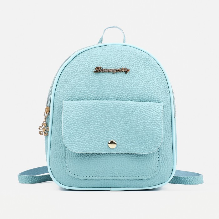 Рюкзак на молнии, наружный карман, цвет голубой - Фото 1