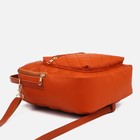 Мини-рюкзак из искусственной кожи на молнии, 1 карман, цвет рыжий - Фото 3