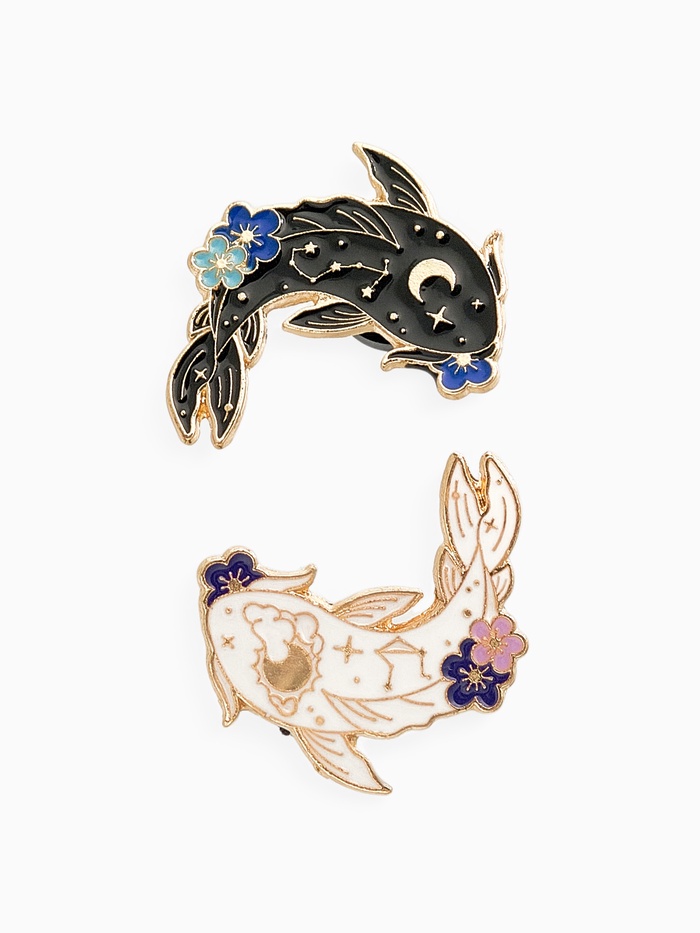 Набор значков «Япония. Карпы», 2 шт., цветной в золоте - Фото 1