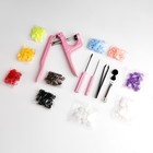 Набор для установки пластиковых кнопок: кнопки, d=13 мм, 100 шт., щипцы, шило, отвёртка, пинцет, в органайзере - Фото 3