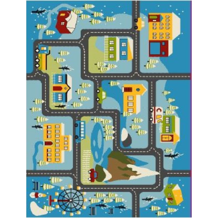 Ковер Play rugs, размер 80x150 см, дизайн D580A BLUE/CREAM - Фото 1
