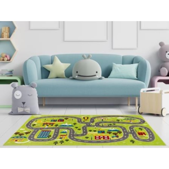 Ковер Play rugs, размер 120x170 см, дизайн D784A GREEN/CREAM - фото 1907718483