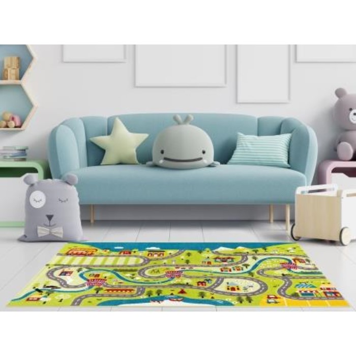 Ковер Play rugs, размер 120x170 см, дизайн D788A GREEN/CREAM - фото 1907718488