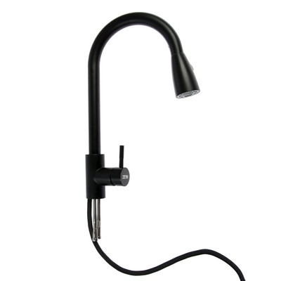 УЦЕНКА Смеситель для кухни ZEIN Z2571, нержавеющая сталь, с выдвижной лейкой, 2 режима