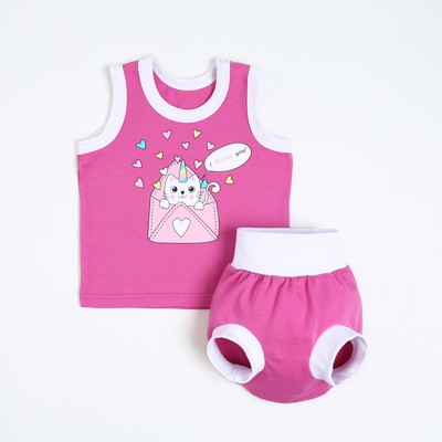 Комплект для девочки (майка/трусы на подгузник), рост 68-74 см, сиреневый
