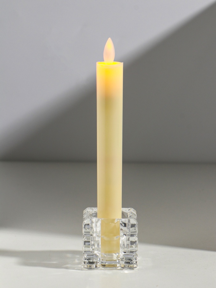 Стеклянный подсвечник на 1 свечу «Квадрат. Сруб», прозрачный, d=3.5 см 5×5×5 см