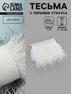 Перья страуса декоративные, на ленте, 8-10 см, 5±0.5 м, белые - Фото 1