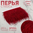 Тесьма с перьями страуса, 8-10 см, 5±0.5 м, бордовая - Фото 1