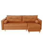 Угловой диван «Киото», механизм еврокнижка, угол универсальный, велюр, цвет оранжевый - Фото 1