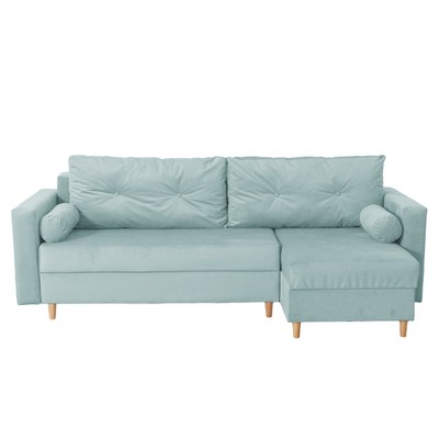 Угловой диван «Киото», механизм еврокнижка, угол универсальный, велюр, цвет бирюзовый
