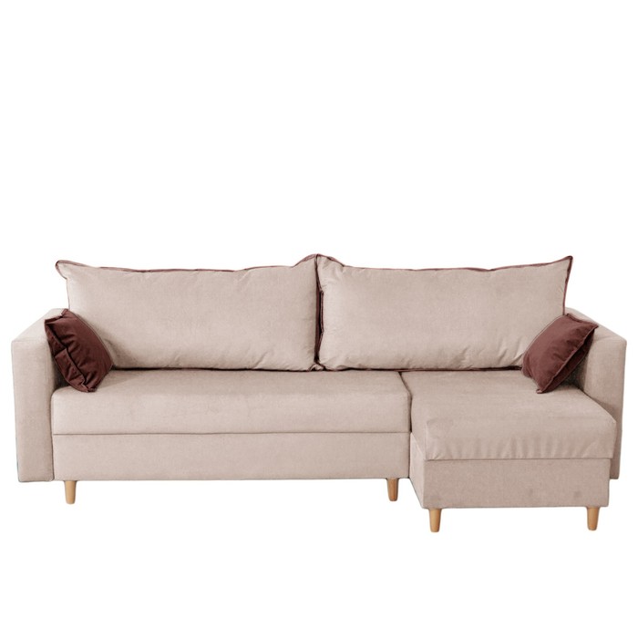 Угловой диван «Венеция», механизм еврокнижка, угол универсальный, велюр, цвет бежевый - Фото 1