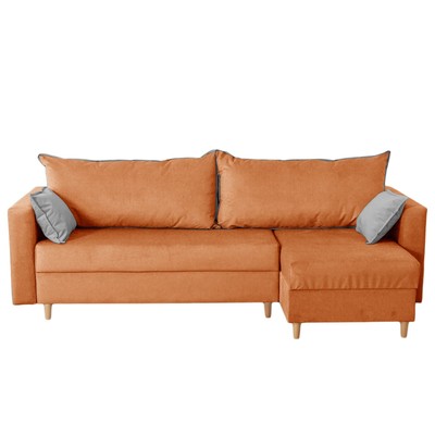 Угловой диван «Венеция», механизм еврокнижка, угол универсальный, велюр, цвет оранжевый