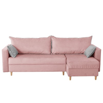 Угловой диван «Венеция», механизм еврокнижка, угол универсальный, велюр, цвет пыльная роза