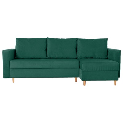 Угловой диван «Ванкувер», механизм еврокнижка, угол универсальный, велюр, цвет зелёный
