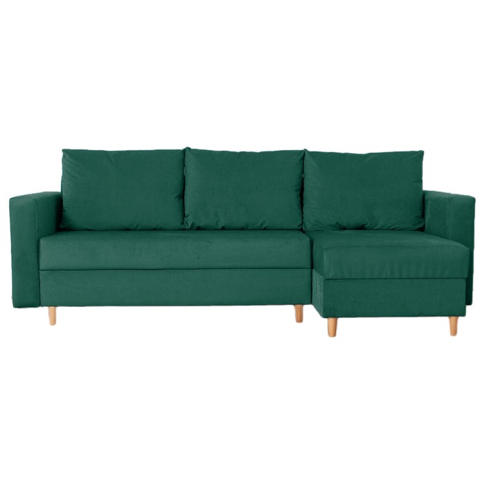 Угловой диван «Ванкувер», механизм еврокнижка, угол универсальный, велюр, цвет зелёный - Фото 1