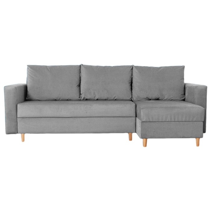 Угловой диван «Ванкувер», механизм еврокнижка, угол универсальный, велюр, цвет серый - Фото 1