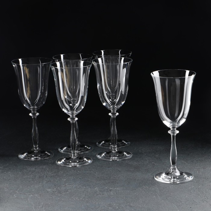Набор бокалов для вина «Анжела», 6 шт, 350 мл, хрустальное стекло - Фото 1