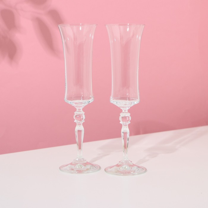 Набор бокалов для шампанского «Грация», 2 шт, 190 мл, хрустальное стекло - Фото 1