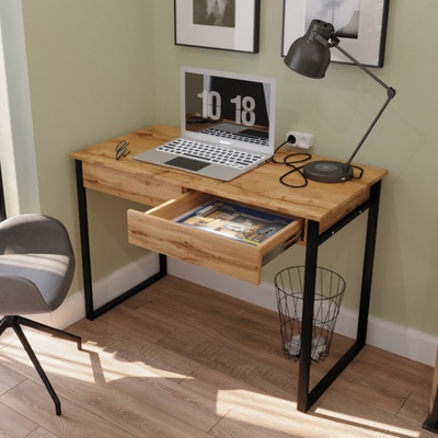 Стол письменный, 1100×550×770 мм, цвет дуб вотан/чёрный муар