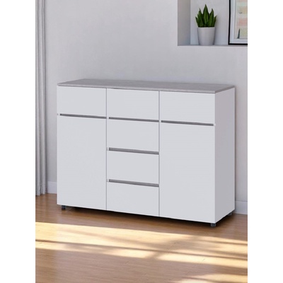 Комод для хранения «Мечта», с 6 выдвижными ящиками, 1201×422×866 мм, белый/бетон