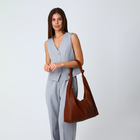 Сумка - мешок женская на молнии, 39×11×27 см, коричневая - Фото 2